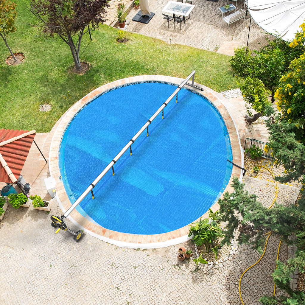 VINGLI 12Mil Solar Pool Cover, Rectangle Solar Blanket-Heavy Duty Solar Pool Cover for Above Ground Pool-Pool Solar Cover for Inground Pool (Blue, 15' Round)