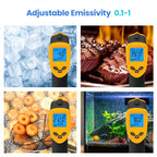 Etekcity Infrared Thermometer Laser Temperature Gun 774, Meat Food Candy Oven Thermometer for Griddle Accessories, Heat Gun for Cooking Refrigerator Tools, Adjustable Emissivity & Max Measure, Yellow