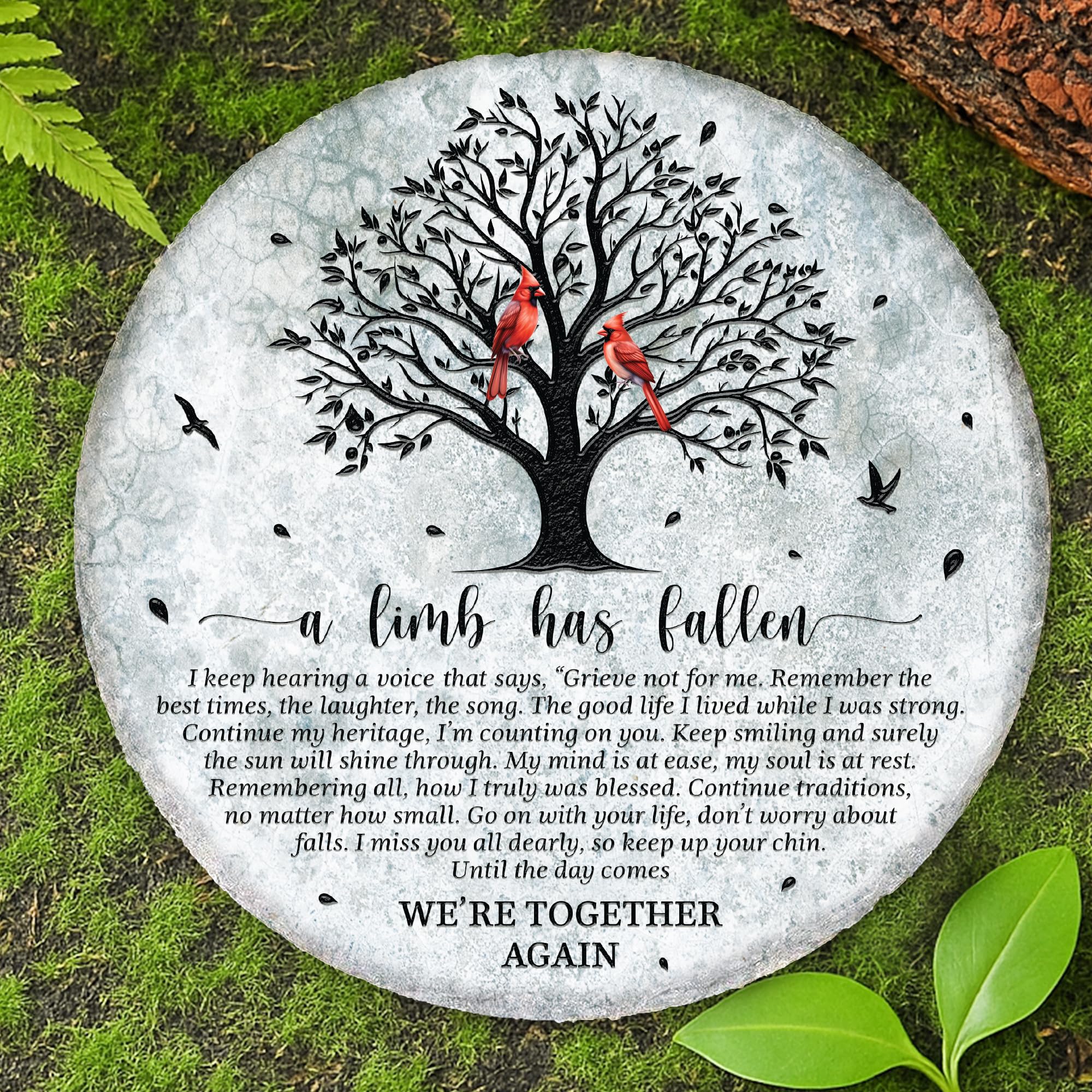 8'' Memorial Garden Stone for Loss of Loved One, Garden Stones in Memory of Loved Ones, Sympathy Gift Fathers Day, Weatherproof Outdoor Memorial Plaques, Remembrance Natural Stone with Stand HS8-8