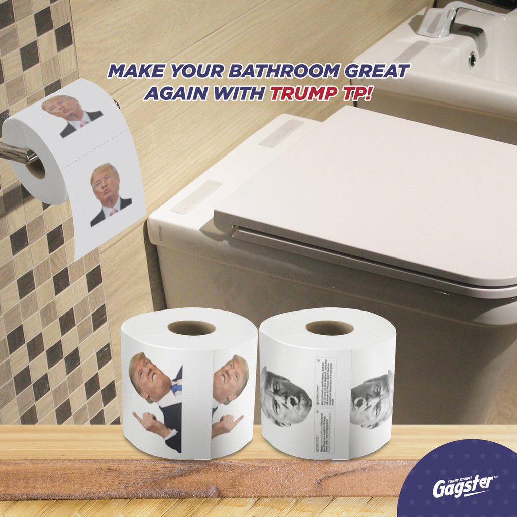 Gagster Donald Trump Toilet Paper - 3 Ply Funny Novelty Gag, 200 Sheets, Prank Gift Pack (2 Rolls Trump Images, 1 Roll Funniest Tweets) 3-pack