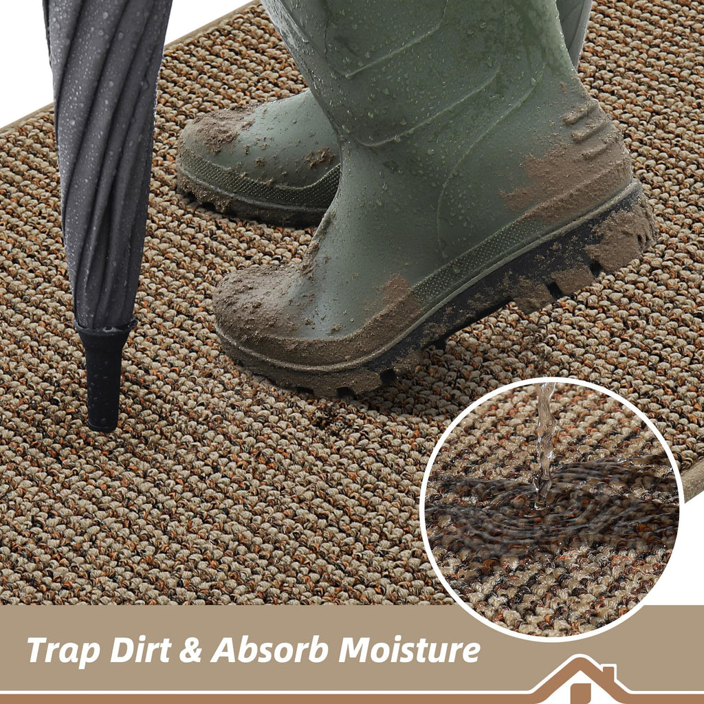 BEQHAUSE Dirt Trapper Door Mat 20" x 32", Non-Slip Washable Doormats, Beige