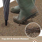 BEQHAUSE Dirt Trapper Door Mat 20" x 32", Non-Slip Washable Doormats, Beige