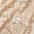 Liliaafar 8 Pcs Crystal Wedding Jewelry Set Women Silver Necklace Earrings Bracelet Hair Pins Gift for Brides Bridesmaid Wife Mother Friend Party Prom Jewelry Accessories (Leaf)