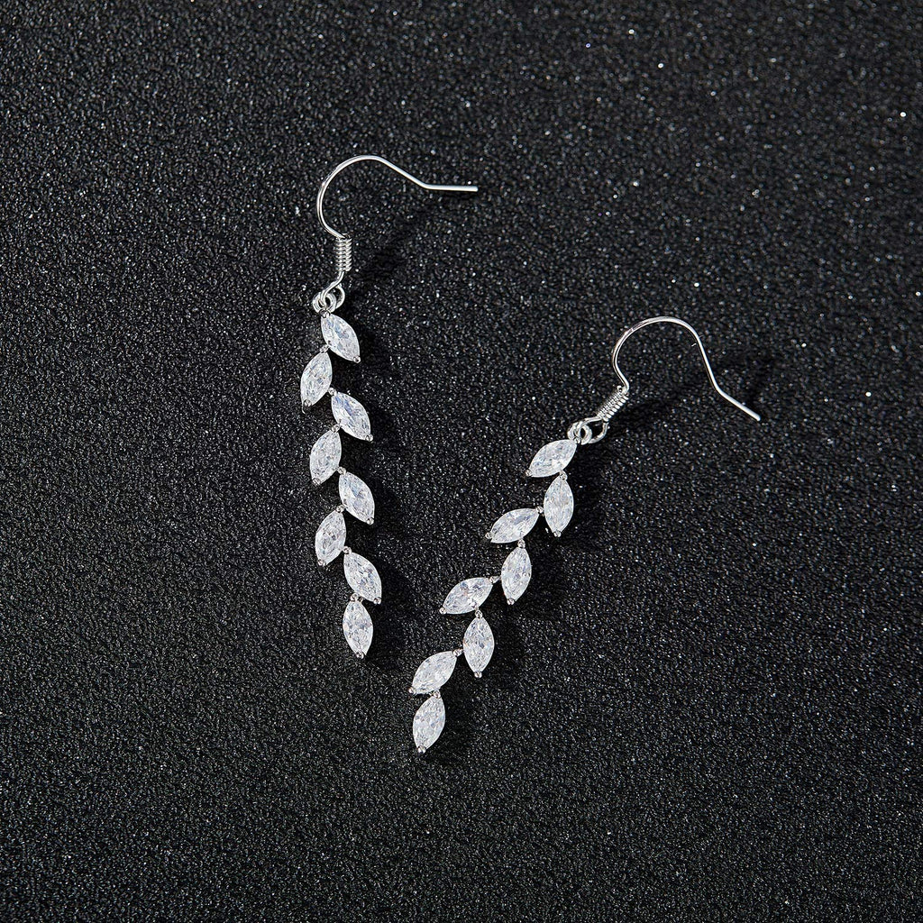 SWEETV Marquise Wedding Bridal Dangle Earrings for Brides Bridesmaid