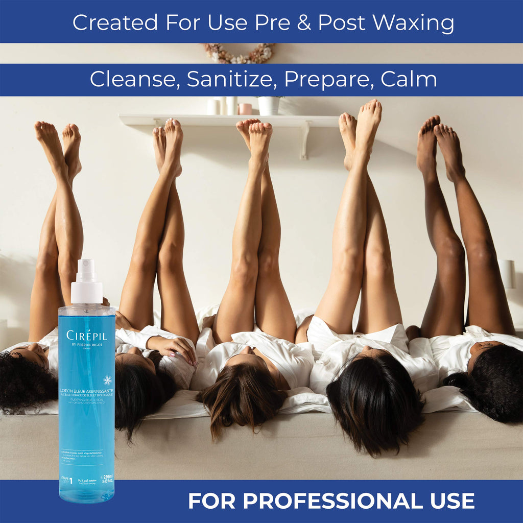 Cirepil - Purifying Blue Lotion - Pre & Post Wax Cleanser - Sanitizes & Soothes Skin to Prevent Breakouts - Natural Cornflower Water & Dragon’s Blood Formula - Pump Bottle, 250ml