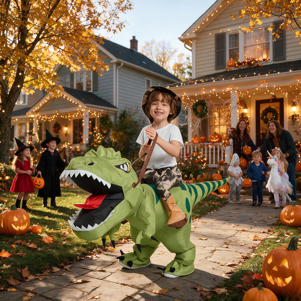 Inflatable Dinosaur Costume for Kids,Blow Up Halloween T Rex Suit (4-6YRS)