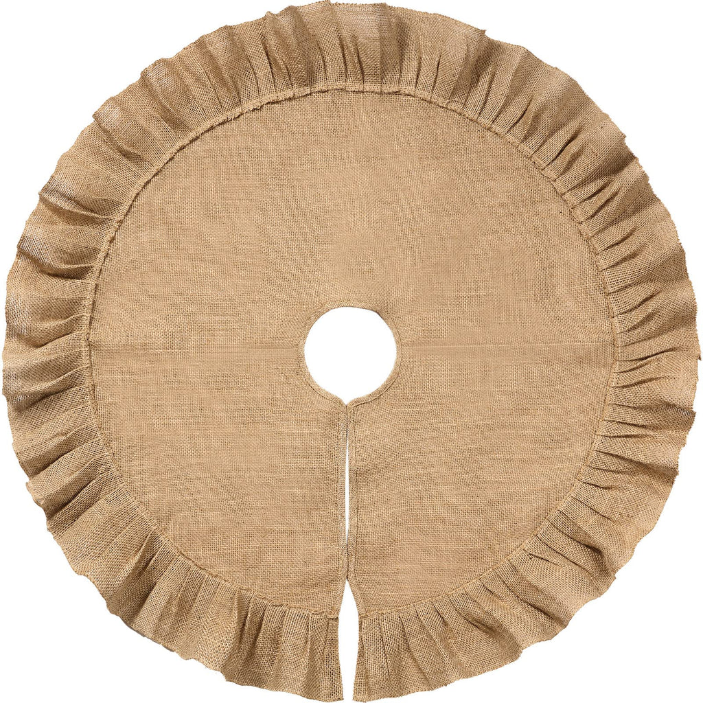 Tatuo 31 Inch Christmas Tree Skirt Decor, Ruffled Burlap Tree Skirt, Linen