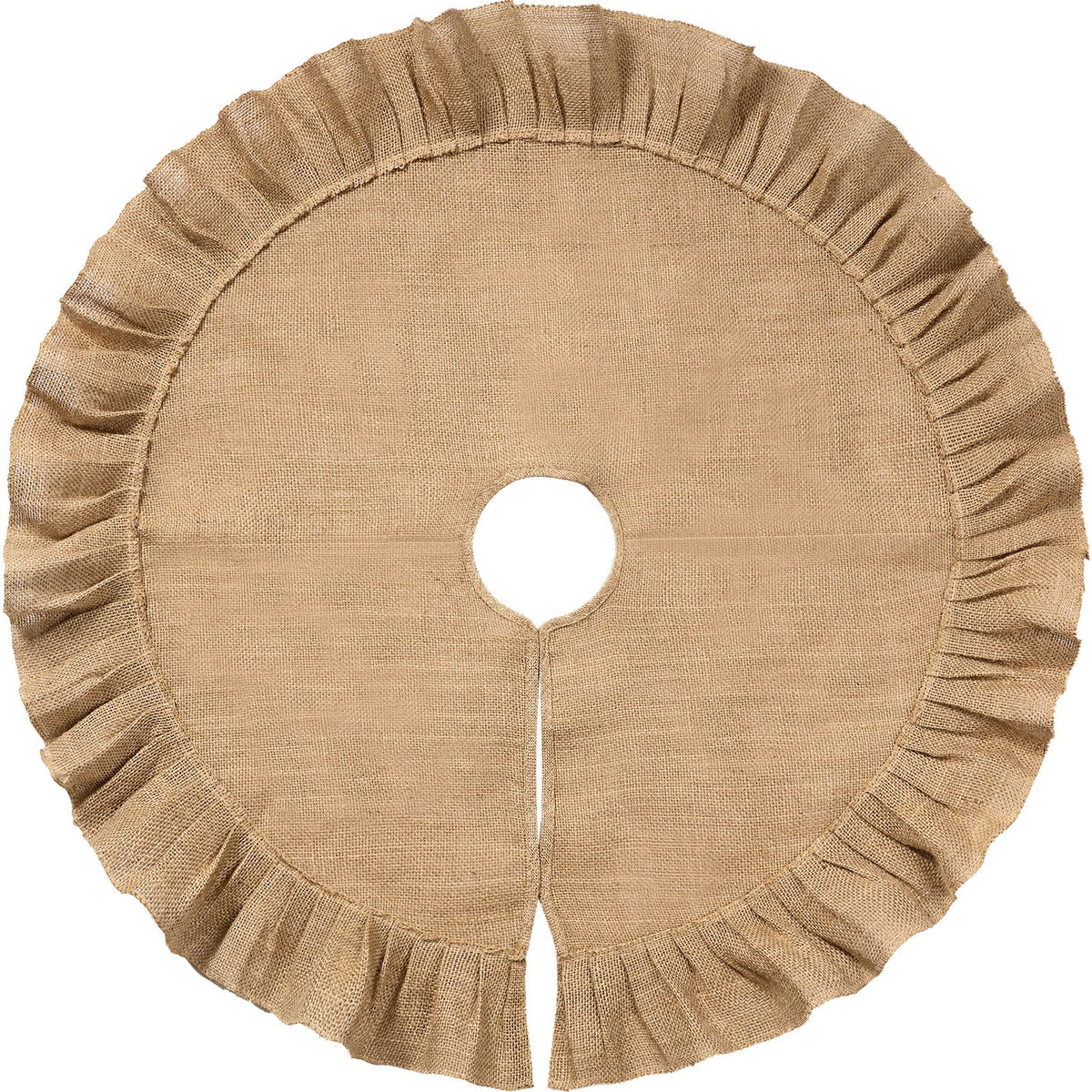 Tatuo 31 Inch Christmas Tree Skirt Decor, Ruffled Burlap Tree Skirt, Linen