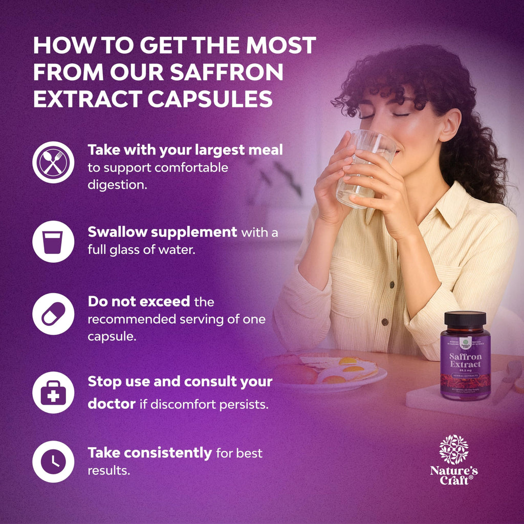 Pure Extract of Saffron Supplements - Crocus Sativus Flower of Saffron Extract Capsules for Good Mood, Metabolism Support & Eye Health - Vitality & Mood Enhancer for Women & Men - 60 Count - 2 Pack