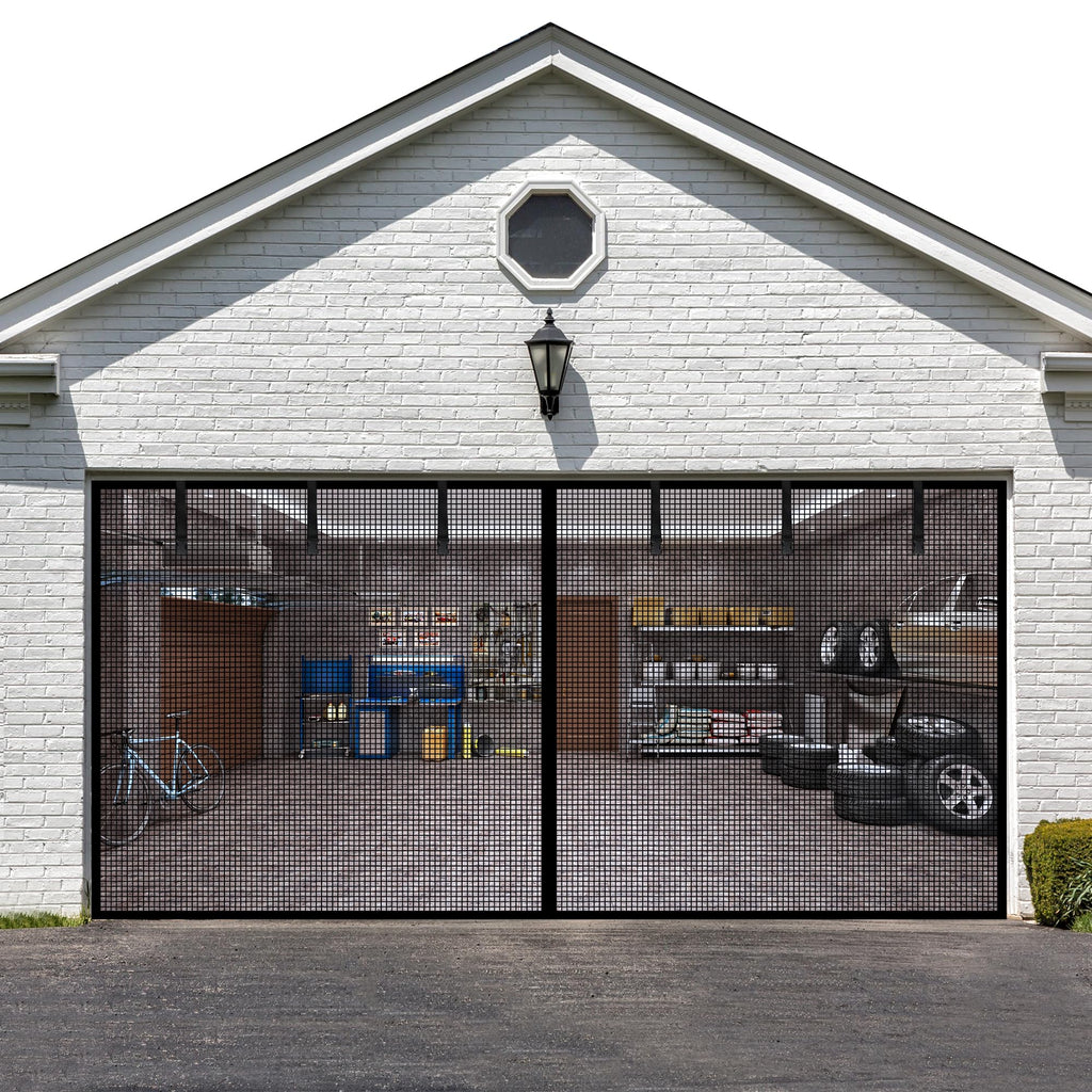 LIAMST Garage Door Screen for 18x7FT ，2 Car Garage Doors- Reinforced Fiberglass Door Screen,Stronger High Energy Magnets ， Magnetic Screen Door…