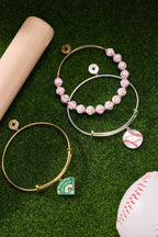 Alex and Ani Baseball Beaded Bangle, Brass Shiny Gold