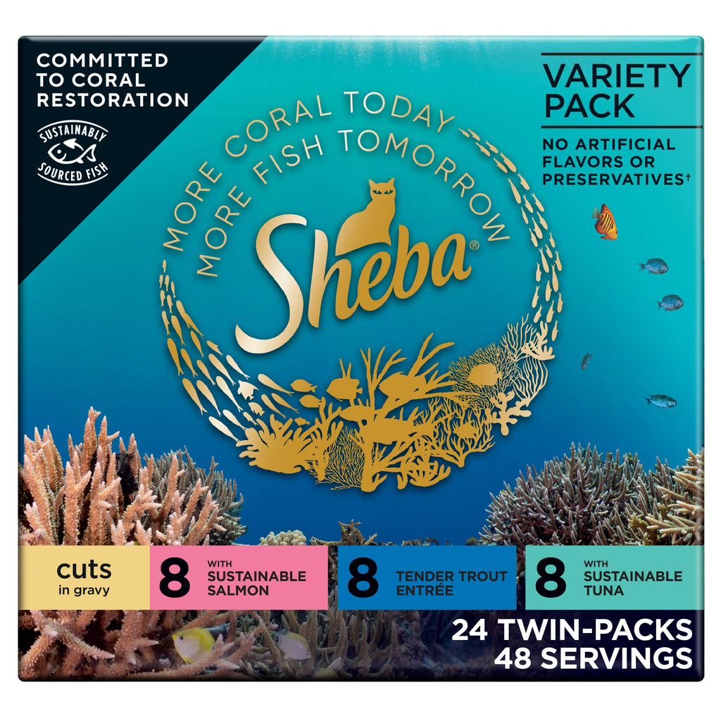 Sheba Perfect Portions Cuts Wet Cat Food, Seafood Pack, 2.6 oz, 24 ct