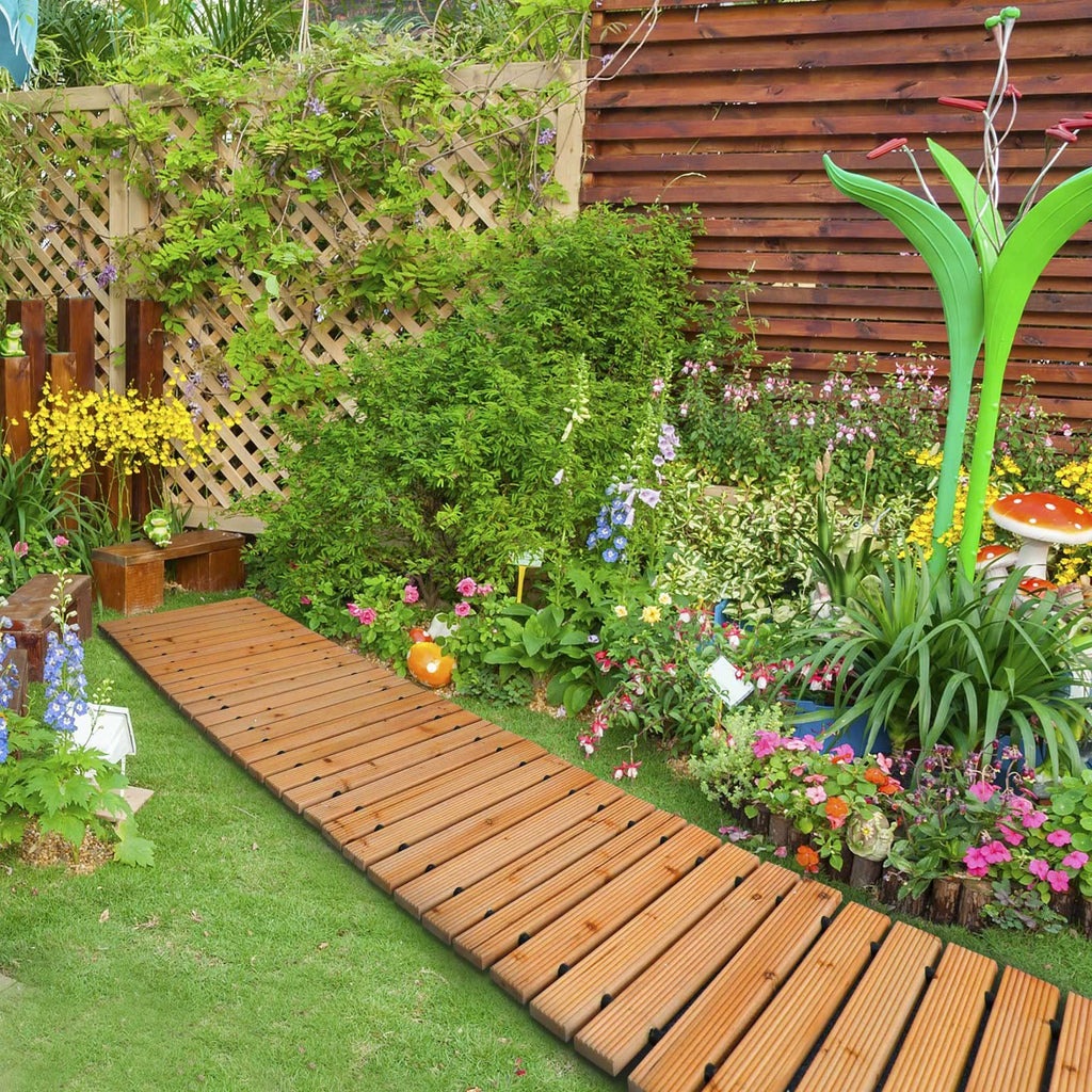 RELIANCER 12' Wooden Garden Pathway,Outdoor Roll Out Cedar Straight Walkway,Patio Path Decorative Garden Boardwalk Walkways,Weather-Resistant Roll Up Beach Wood Road Floor,Wedding Party Pathways