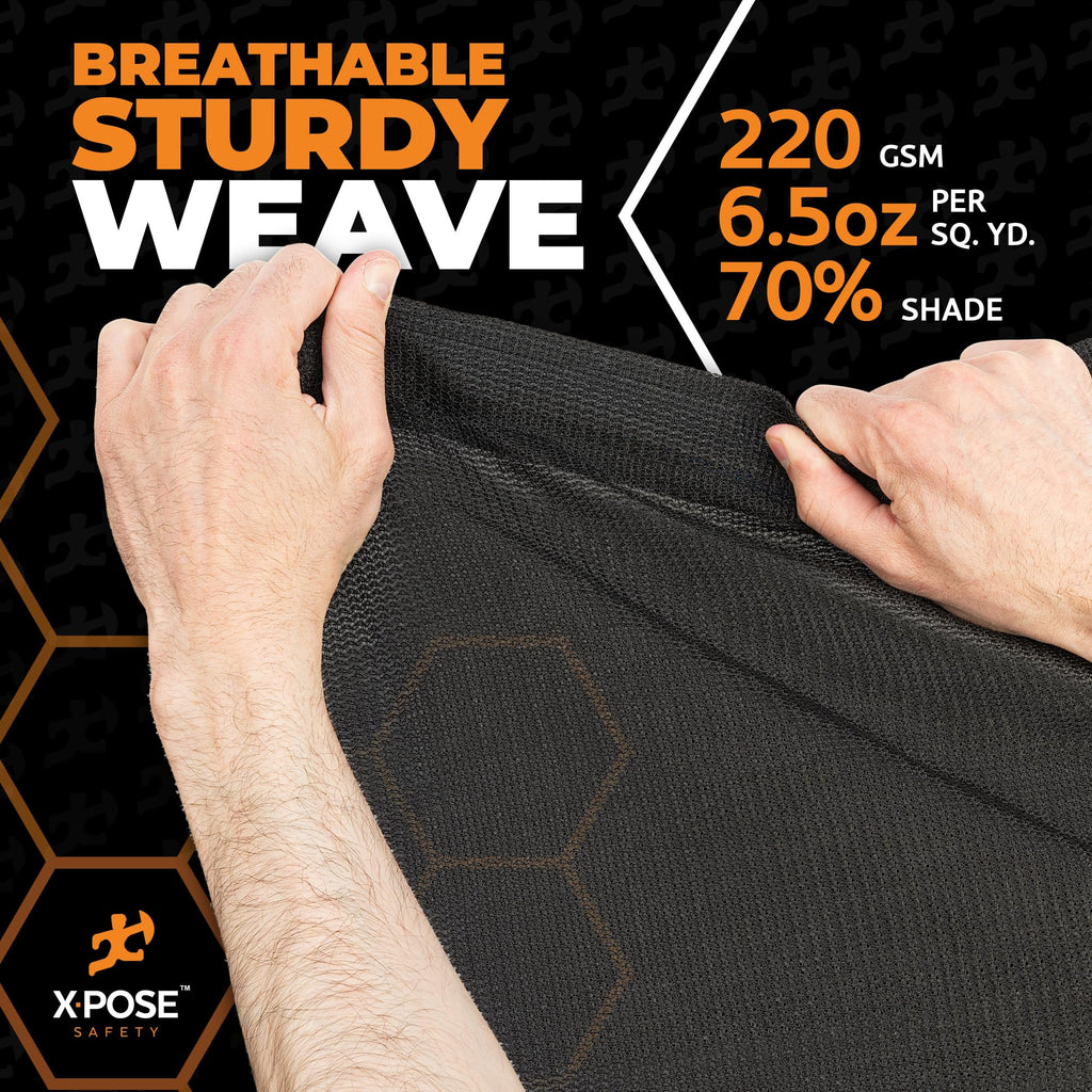 Xpose Safety Heavy Duty Mesh Tarp – 10’ x 16’ Multipurpose Black Protective Cover with Air Flow - Use for Tie Downs, Shade, Fences, Canopies, Dump Trucks – Tear Resistant