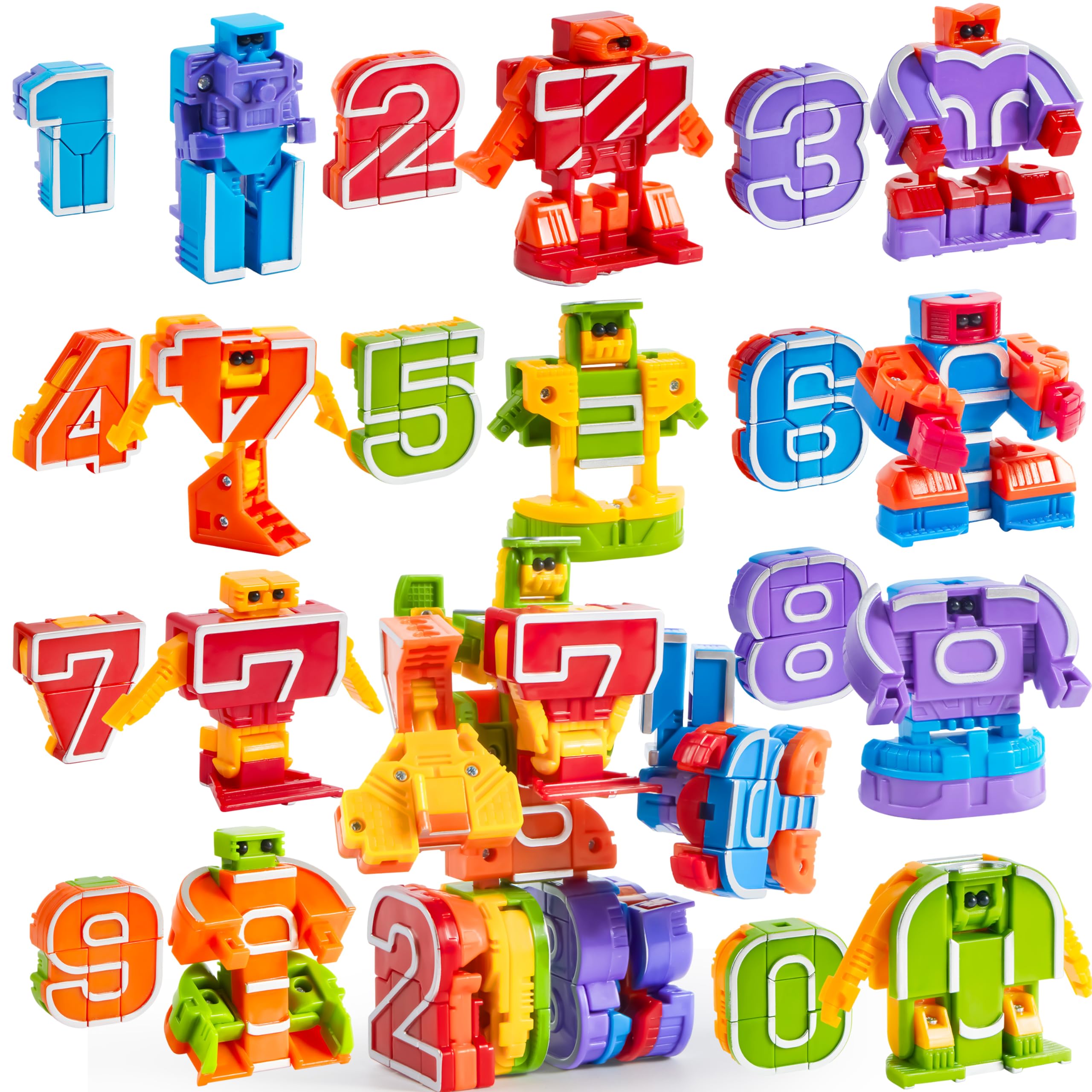 JOYIN 10 Pcs Number Bots Educational Toys, Number Bots, Action Figure Learning Toys, Christmas Birthday Gifts for Kids Boys Girls 3 4 5 6 Years Old