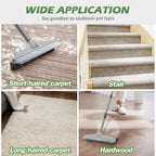 Walensee Carpet Rake for Pet Hair Removal, 2 in 1 Rug Rake to Fluff Carpet with Nylon Groomer Brush, Adjustable Long Handle for Shag Rugs, Stairs, Mats and Floors, Rubber Broom