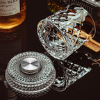 Spinning Whiskey Glasses Set of 4, 9.5 oz with Rotating Bases, Whiskey Gift