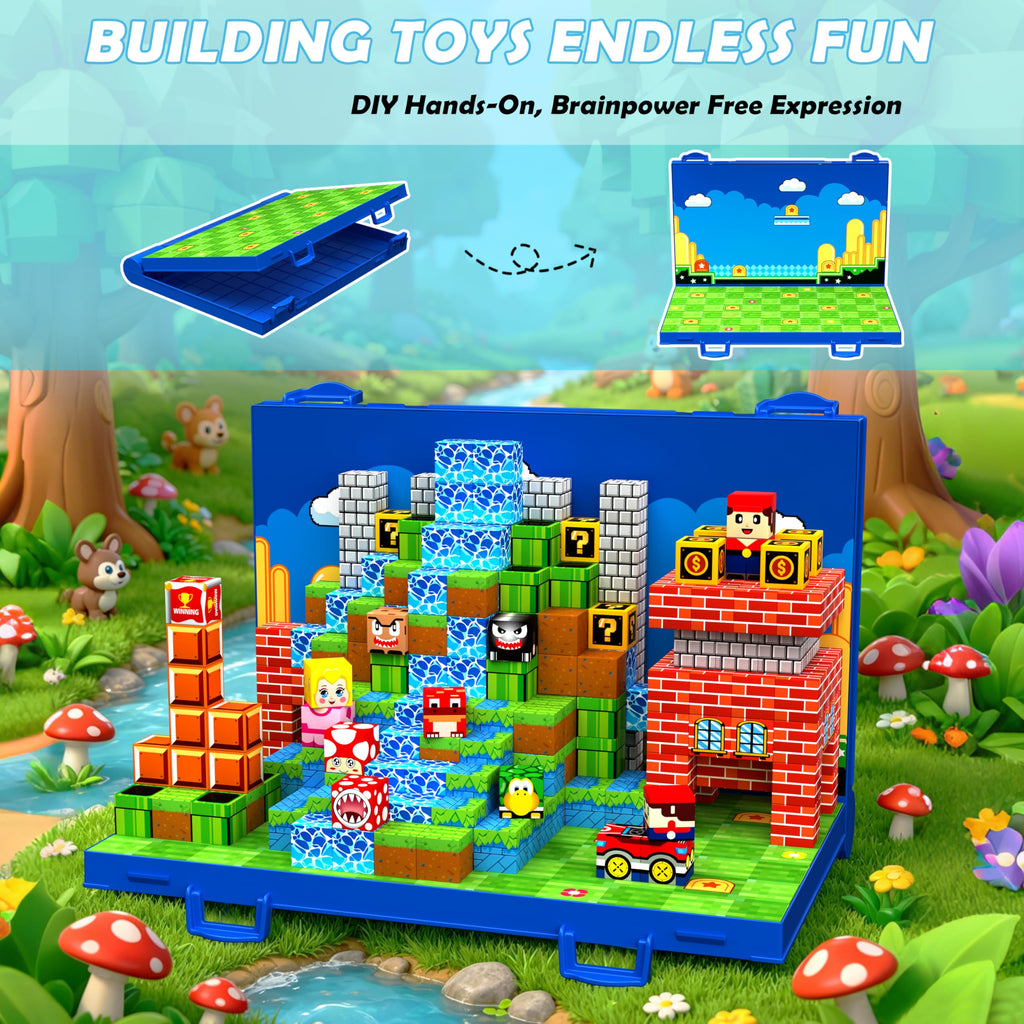 120PCS Magnetic Blocks, Magnetic Building Blocks Cubes, STEM Toy for Kid