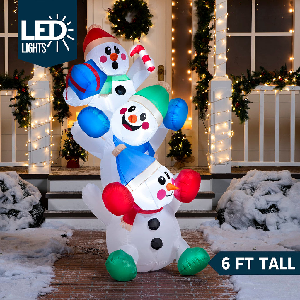 Joiedomi 6 FT Christmas Inflatable Decoration Stacked Snowman with Build-in LEDs Blow Up Inflatables for Xmas Party, Home Indoor Outdoor Christmas D��cor Yard Garden Lawn Winter Holiday Supplies D��cor