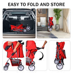 Elevon Pet Stroller, 4 Wheels Multifunction Dog Cat Stroller, Folding Portable Travel Stroller with Detachable Carrier, Suitable for Medium Small Dogs Cats, Red