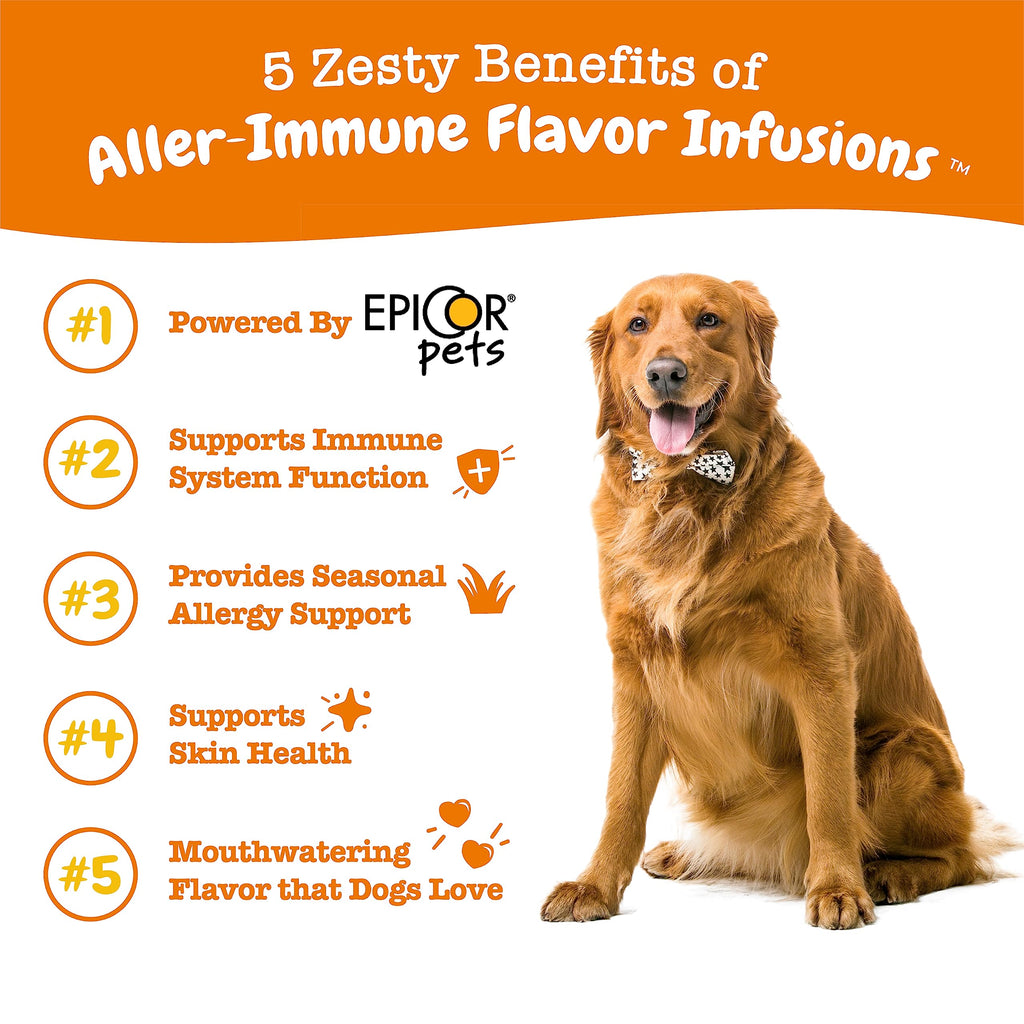 Zesty Paws Allergy & Immune Flavor Infusions for Dogs - with Omega 3 Salmon Oil for Sensitive Skin, EpiCor Pets, Colostrum & Quercetin - Supports Seasonal Allergies - Chicken Flavor - 16 fl oz