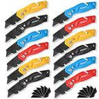 REXBETI 12-Pack Folding Pocket Utility Knife, SK2 Box Cutter, 32 Blades