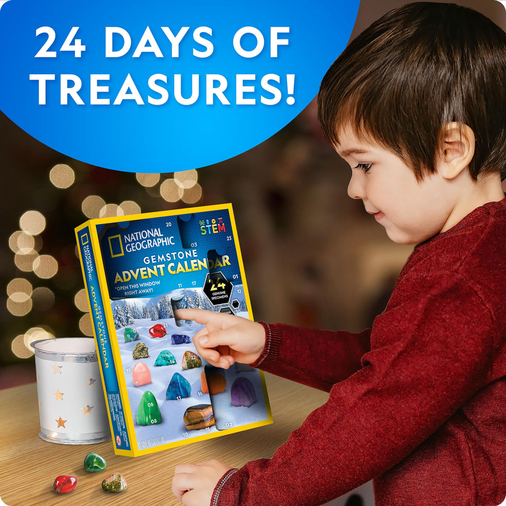 National Geographic 2026 Gemstone Advent Calendar with 24 Gems for Kids