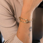 POMINA Gold Fashion Bracelet Spring Tension Hook Bangles Worn Gold Silver Unique Style Bracelet