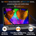 ELEMENT LUX Blue Light Blocking Glasses | 99% Dark Amber Lenses | For Better Sleep, Gaming, Computer Screen Blocker, Eyestrain Relief