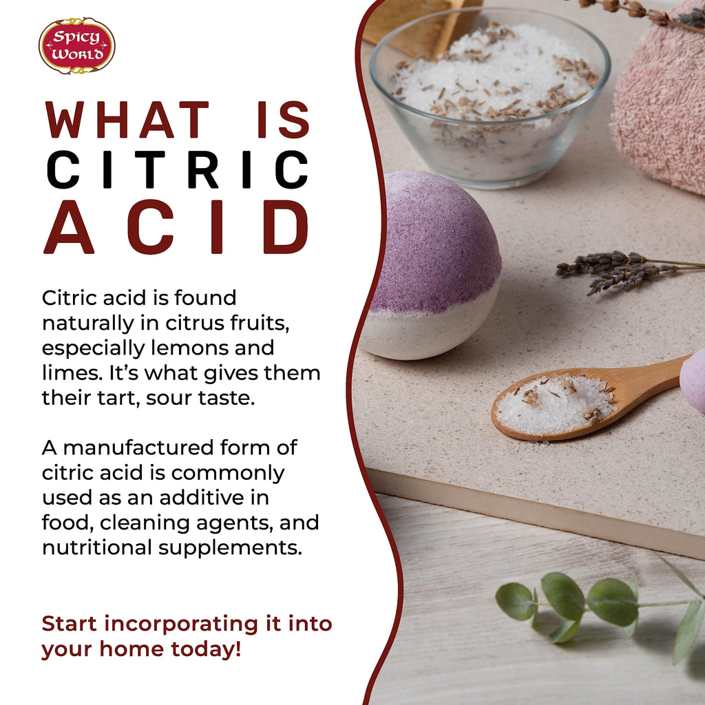 Citric Acid 2 LB Bag - 100% Pure, Food Grade & Non-GMO - Citric Acid Powder For Cleaning, Bath Bombs, Preserving - Fine Granular by Spicy World