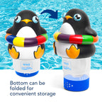440 Pool Chlorine Floater Dispenser, Fits Up to 3 Pieces of 3-Inch Chlorine Tabs, Adjustable Flow, Control, Heavy-Duty Plastic - Suitable for Small & Large Pools - 8 Ounces | Cartoon Penguin
