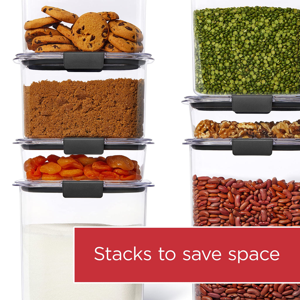 Rubbermaid Brilliance 12-Cup Airtight Food Storage Container, Perfect for Pantry Staples, Clear/Grey