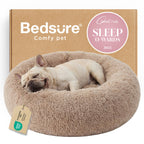 Bedsure Calming Dog Bed Medium Size Dog Donut Washable Pet Bed,30ins Camel