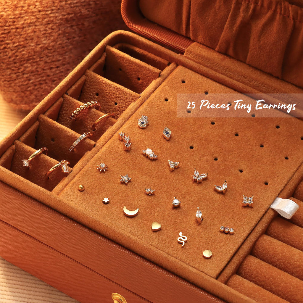 25Pcs Hypoallergenic Flat Back Earrings Cartilage Hoop Sets for Women