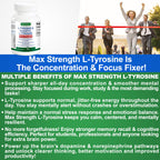 Max Strength L Tyrosine Supplement & N Acetyl L Tyrosine Peak Focus, Alertness, Concentration, Body & Mind Energy. L-Tyrosine 850mg Per 1 Capsule. A Well-Being Nutrient Boost For Performance
