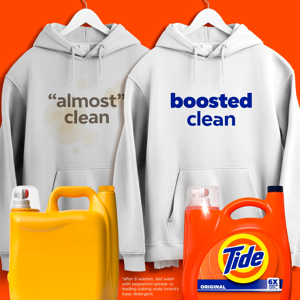 Tide Liquid Laundry Detergent, Original Scent, 126 Loads, 158 fl oz, Boosted Clean even in cold water, laundry soap, concentrated liquid detergent