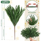 Rowfad 12 Pcs Artificial Norfolk Pine Branches Faux Christmas Stems (12)