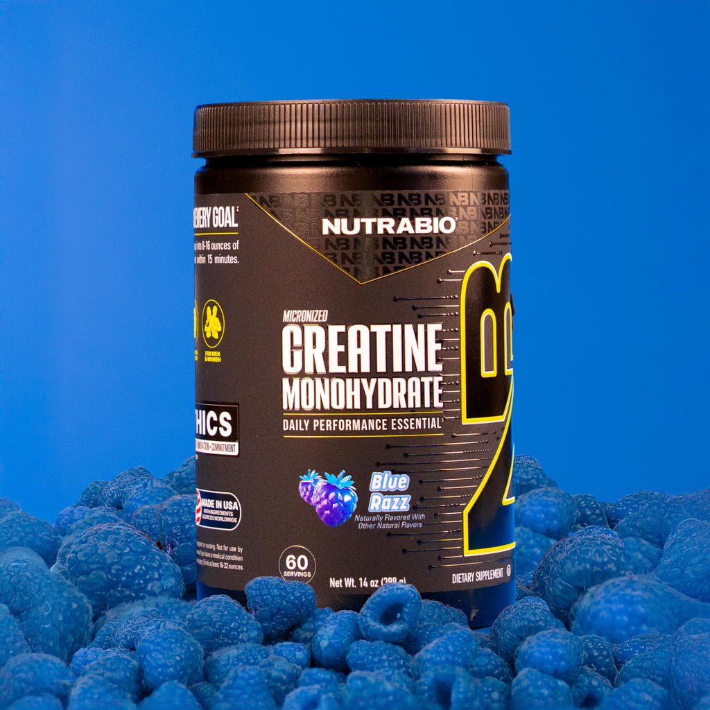 NutraBio Pure Micronized Creatine Monohydrate Powder Supplement, Blue Razz (300 g) - Supports Bulk Muscle Energy, Recovery, and Strength - HPLC Tested Creatine Powder Supplement for Men and Women