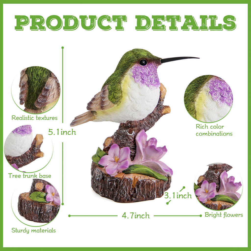 Hummingbird Garden Statues Bird Figurine Decor for Outdoor Yard Patio Lawn