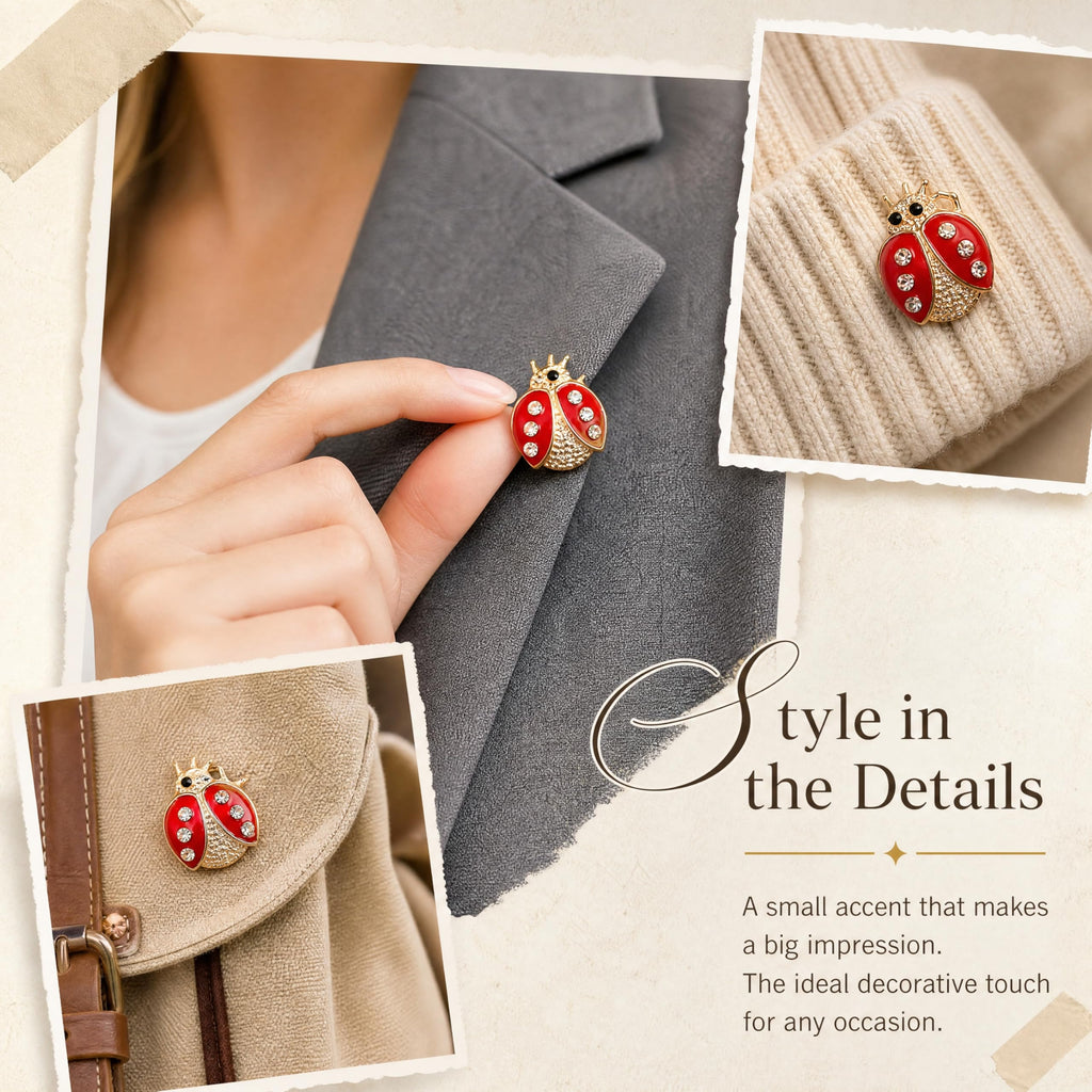 WRITWAA 12 Pcs Ladybug Brooch Pins Set for Women and Girls