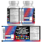 Clean Nutraceuticals Beet Root Capsules Olive Leaf Nattokinase Garlic Extract L-Arginine Omega 3 Red Yeast Rice Hibiscus Danshen - Healthy Support Supplement - 90 Ct