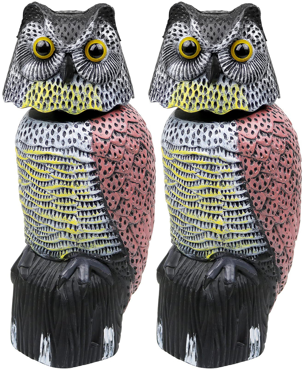 Owl Decoys To Scare Birds Away Scarecrow Fake Owl Rotating Head 16", 2Pk