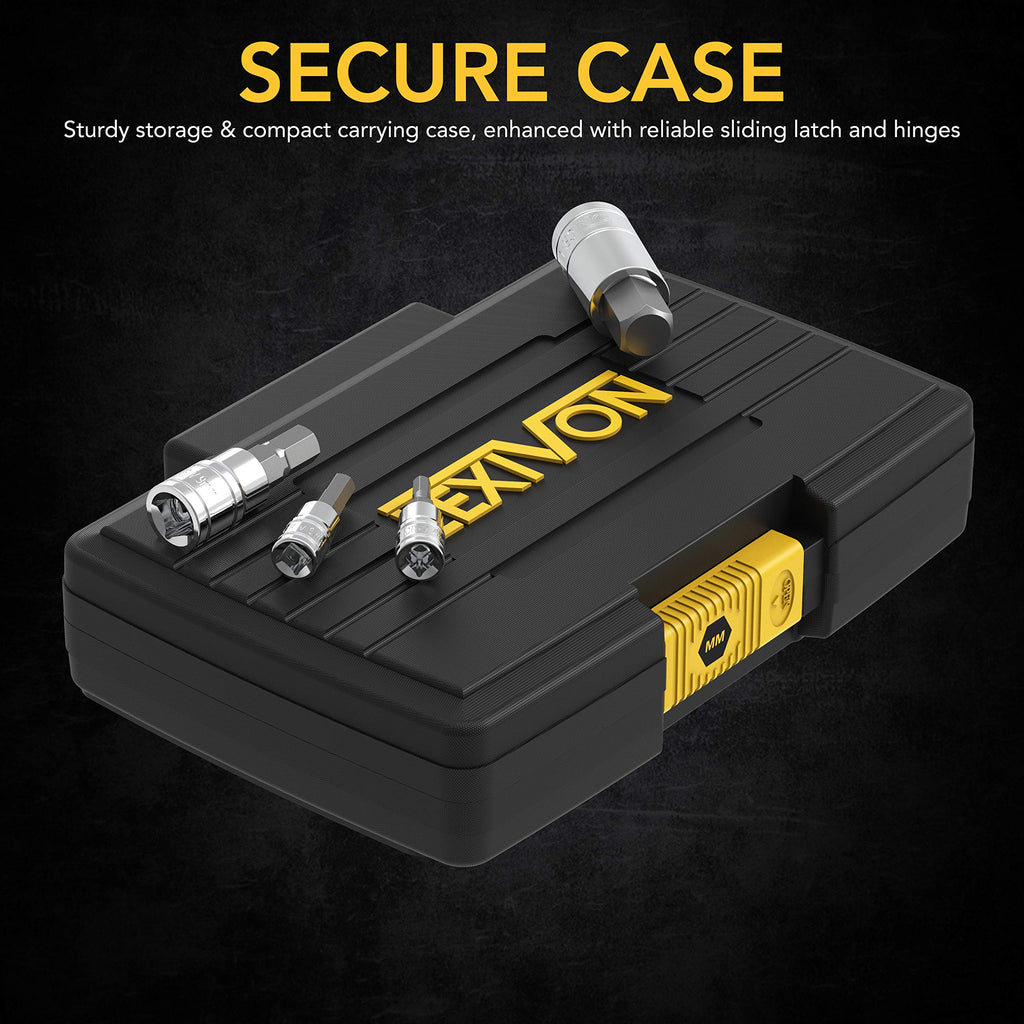 LEXIVON HEX Bit Socket Set, Premium S2 Alloy Steel | 13-Piece Metric 2mm - 14mm Set | Enhanced Storage Case (LX-141)