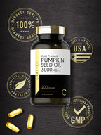 Carlyle Pumpkin Seed Oil Capsules | 3000mg | 200 Softgels | Essential Fatty Acids | Cold Pressed Dietary Supplement | Non-GMO and Gluten Free Formula