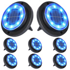 Flacchi Solar Lights Outdoor Waterproof - 2-in-1 Solar Powered Ground Lights Outdoor Solar Disk Light Landscape Light for Deck Step Patio Yard Pathway Walkway Driveway Garden (Blue, 8 Pack)