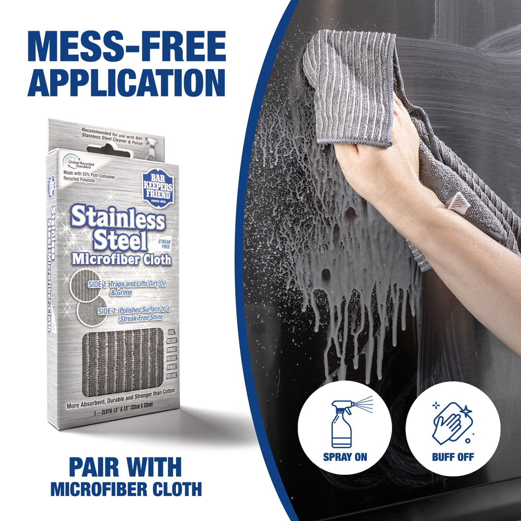 Bar Keepers Friend Stainless Steel Cleaner and Polish Spray (2 x 25.4 oz) Removes Oily Fingerprints, Hard Water Stains, Grime & Food Debris without Scratching or Dulling Appliances & Surfaces