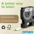 DYMO Rhino Industrial Vinyl Labels 1/2" Black Print on White Tape