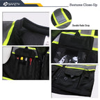 JKSafety Hi-Vis Black Surveyor Safety Vest for Men Women High Visibility Reflective Construction Vest Mesh Cushioned Collar Heavy Duty PPE Inner Pockets ANSI/ISEA Compliant(188-Black L)
