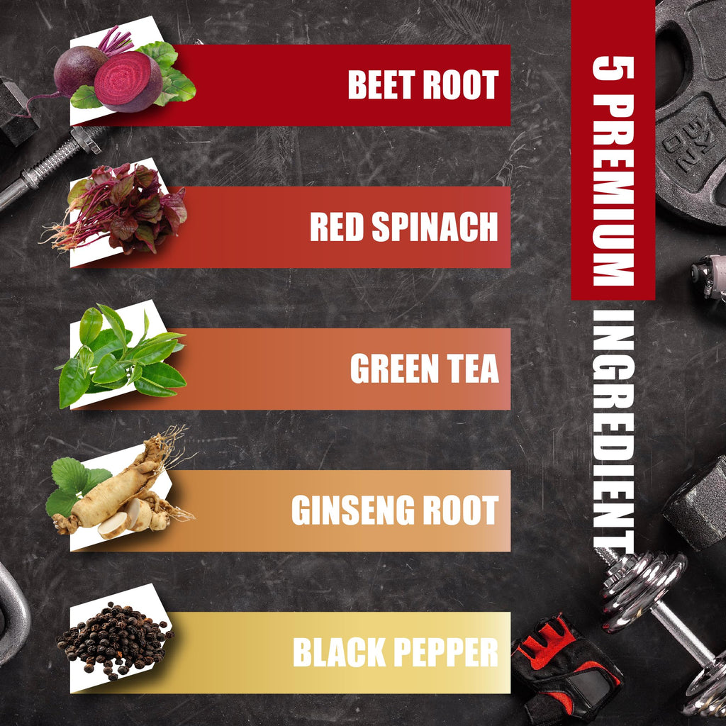 BMVINVOL Beet Root Capsules - Green Tea, Red Spinach, Ginseng, Black Pepper - 90 Count- 3 Month Supply