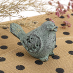 OwnMy 2 Cast Iron Green Bird Sculptures Outdoor Indoor Small Birds Statues